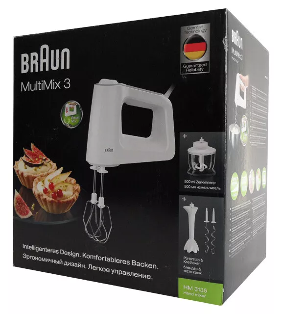 Braun Handmixer MultiMix3 Stabmixer Zerkleinerer weiß HM3135