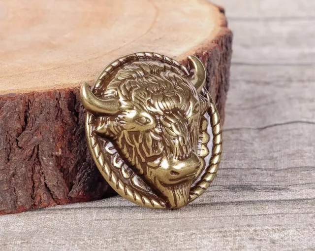 Cabeza de búfalo Conchos -50 mm retro latón bisonte cuero artesanal tornillo trasero concho 2 piezas