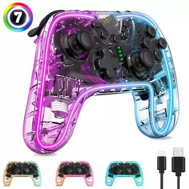 Wireless Pro Controller Bluetooth for Nintendo Switch Lite/Oled LED RGB Gamepad