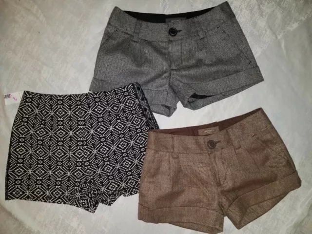 Juniors Shorts Lot XS Size 0  Old Navy Paperbag High Waisted Gray Black Brown