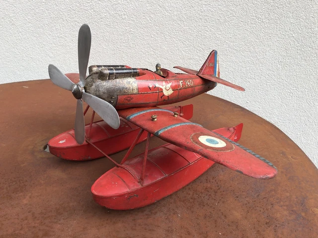 Ancien Jouet Avion En Tôle à Hélices - Fabrication Française - CR ? - Vintage