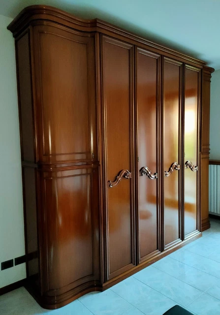 Camera Da Letto Completa Rustica Moderna Con Armadio Specchiato, Letto 160x200 E Cassettiera - Effetto Legno - Foto 3