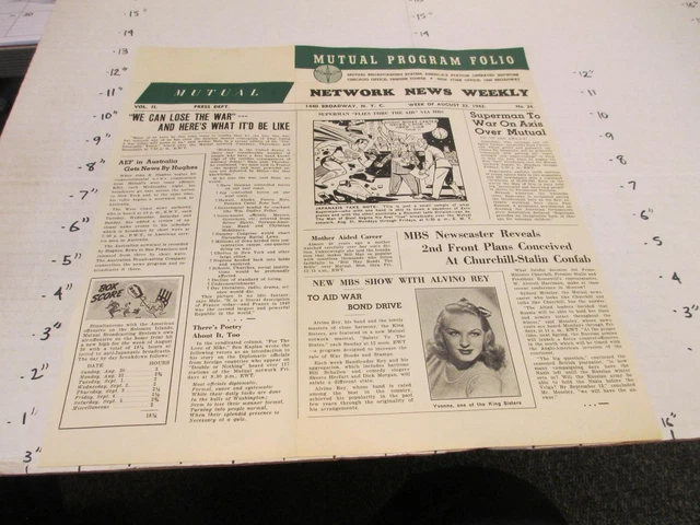 SUPERMAN Mutual Radio show 1942 WWII Japanese Nazis DC comic book promo flyer