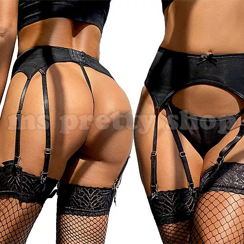 8 Strap Suspender Belt Garter with Thong String Panties S M L XL Sizes 8 - 24