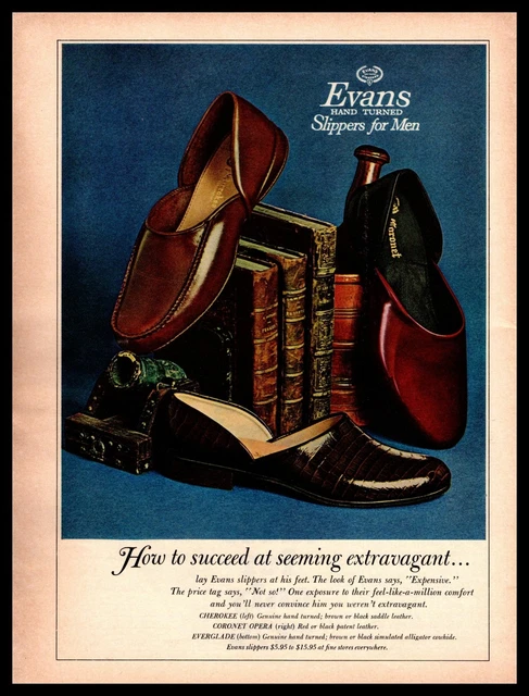 1965 Evans Hand Turned Slippers For Men "At Fine Stores Everywhere" Print Ad
