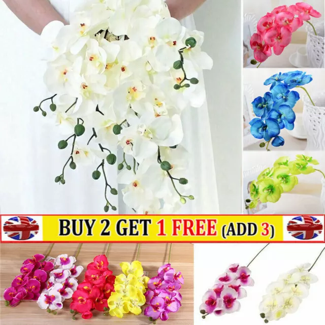 Artificial Butterfly Phalaenopsis Orchid Silk Flower Home Wedding Party Decor uk