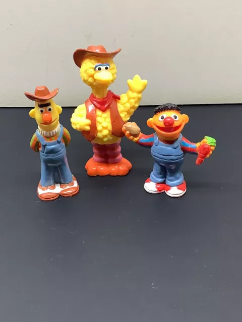 Vintage Lot Of 3 JHP Sesame Street Muppets PVC Figurines Big Bird Bert Ernie