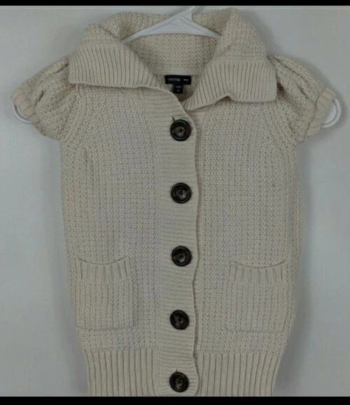 Baby Gap Button Down Long Cream Cardigan Short Sleeve Sweater Dress Toddler 2T