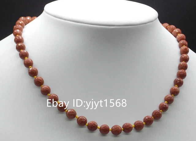 Natural 8mm Golden Sand Stone Faceted Round Beads Gemstone Necklace 18''