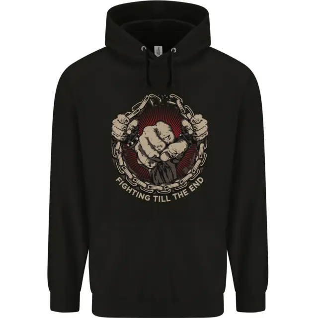 Fighting Till the End MMA Martial Arts Mens 80% Cotton Hoodie
