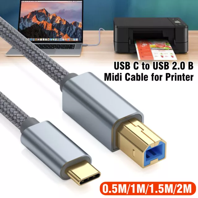 USB Type-C to Printer Cable High Speed Printer USB B 2.0 For Epson HP Brother UK