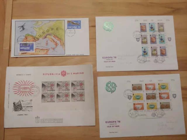 San Marino (1962), Isle of Men (2x 1976), Gibraltar (1978) Ersttagsbrief Europa