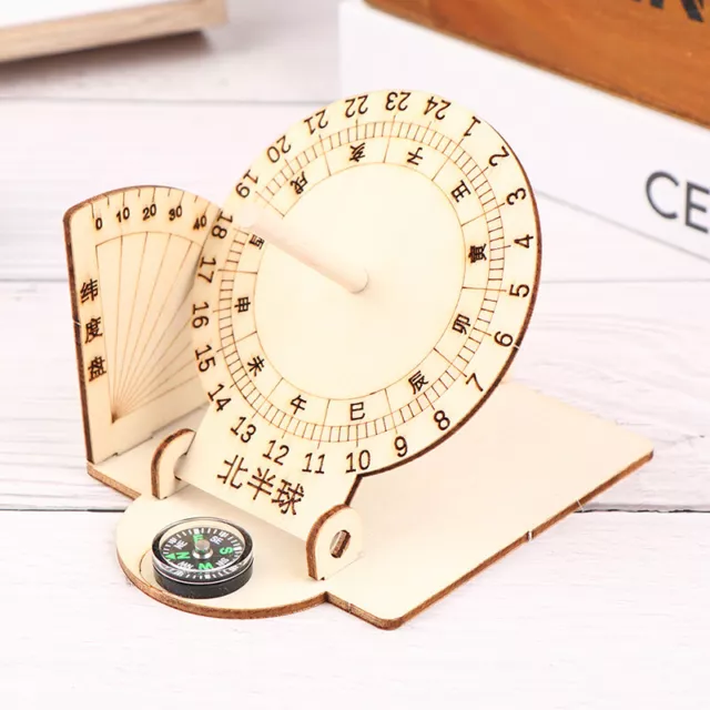 1Pc Wooden Sundial Model Small Production DIY Material Sun Clock Science ToEN
