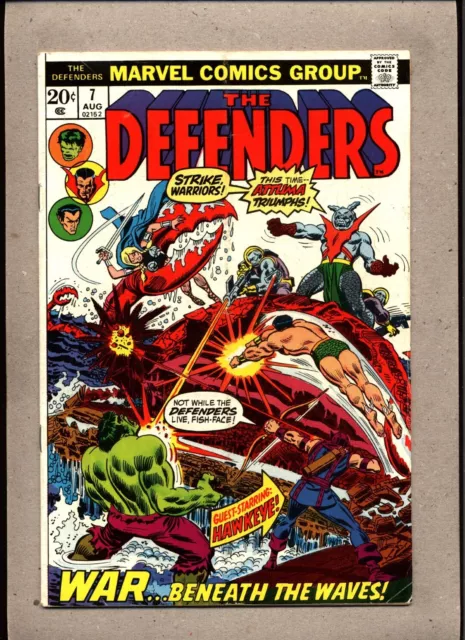 The Defenders #7_August 1973_Fine_Hawkeye_"Attuma Triumphant"_Bronze Age Marvel!