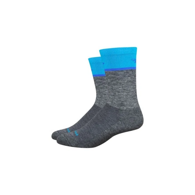 DeFeet - Wooleator Comp Team Unisex Gravel Gray/Process Blue Socks - 6 inch
