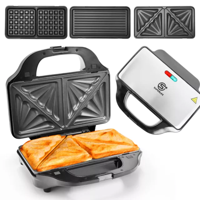 3 in 1 Sandwichmaker Sandwichtoaster Waffeleisen Sandwich Kontaktgrill 900 W