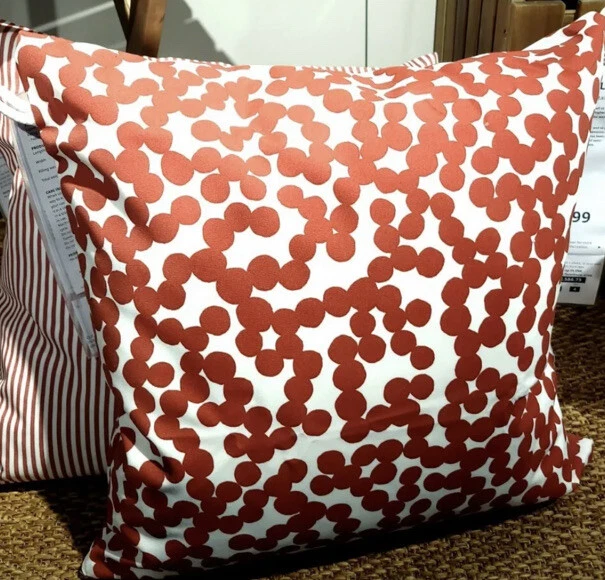IKEA GULLBERGSO OUTDOOR Pillow Cushion Cover 20x20" White Red Polka Dot