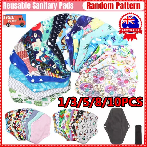 1-10X Women Menstrual Pads Reusable Panty Liners Sanitary Bamboo Washable Cloth