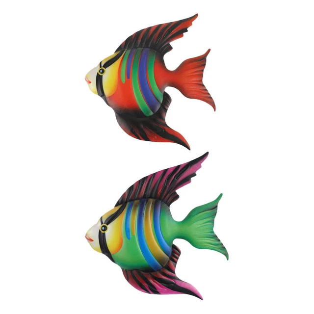 2 Pcs Fish Hanging Decorations Wall Art Iron Office Desk Woman Decorative