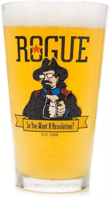 Libbey Rogue Brewing Revolution 16 Ounce Pint Ale Glass Beer Glass, One Glass