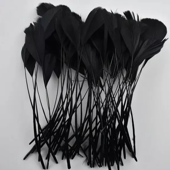 10 pcs Stripped Coque Feathers Millinery & Crafts 5-7"  Black