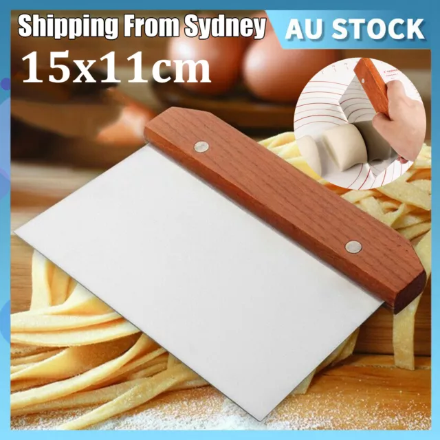 Stainless Steel Dough Bench Scraper Wooden Handle Cake Slicer Pastry Cutter AUS