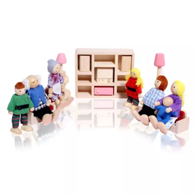 Multicolor People Dolls Family Playing House Wooden Doll  Dollhouse