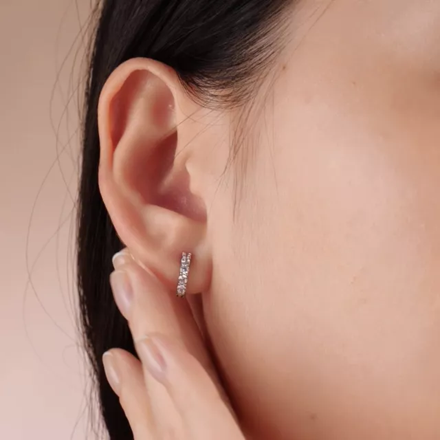 Silver platinum made with SWAROVSKI crystal huggies small slim classic earrings 3