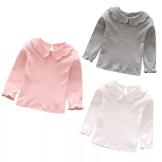 Baby Girls Top Shirt Long Sleeves Blouse Doll Collar Toddler Kids Casual Clothes