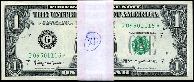 HGR SUNDAY 1963 $1 FRN **STARS** (20 Consecutive#) Appears GEM UNCIRCULATED