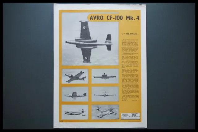 Ad Avro Cf-100 Mk.4 War Era Aircraft Id 1955 Air Diagram Recognition Sheet