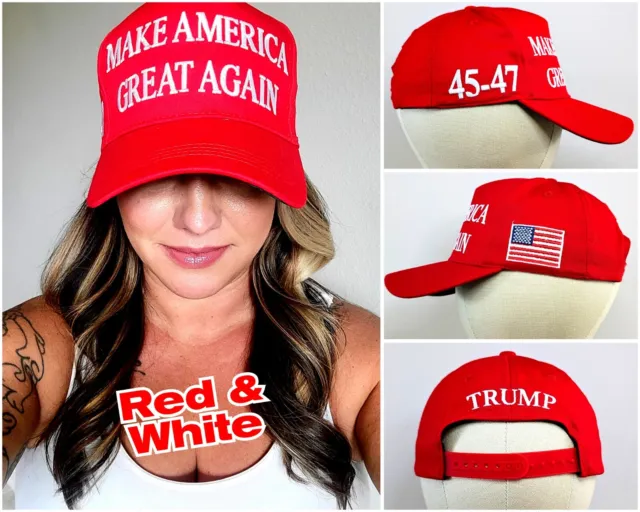 Red & White Official Trump 45-47 Make America Great Again 2024 MAGA Hat