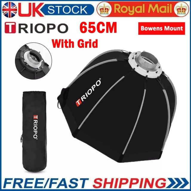 Triopo Softbox K2-65 65CM Octagon Soft Boxes Quick Release Bowen Mount with Gird