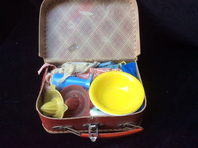 Petite Valise De Poupée Ancienne – Époque 1900 – Avec Carte Chromo De 1907