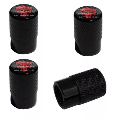 4 Black Billet Knurled Tire Wheel Valve Caps Car Truck PUNISH SKULL METAL BK