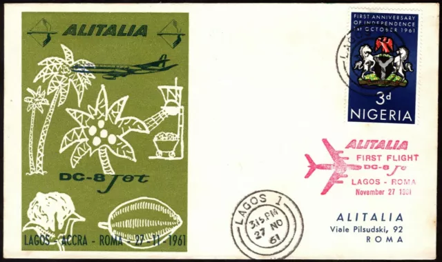 1961 - Primo volo ALITALIA "Lagos-Roma" - 27.11.1961 - cat. n.1494