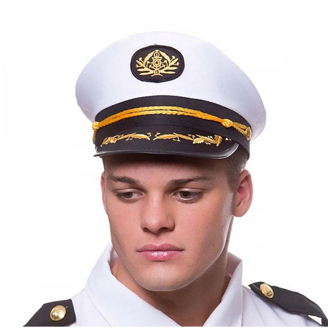 ADULT CLASSIC CAPTAIN White Hat Maritime Hollywood Playboy Fancy Dress