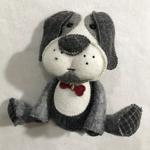 Hallmark Beagle Puppy Dog Plush Stuffed Animal Toy Doll Gray Red Bone Collar Sit