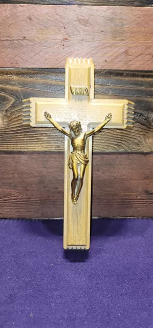 Vintage Wooden Catholic Last Rites Crucifix Cross Wood Sick Call Box