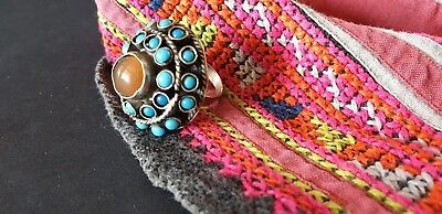 Old Tibetan Local Silver Ring with Stones …beautiful accent / collection item... 2