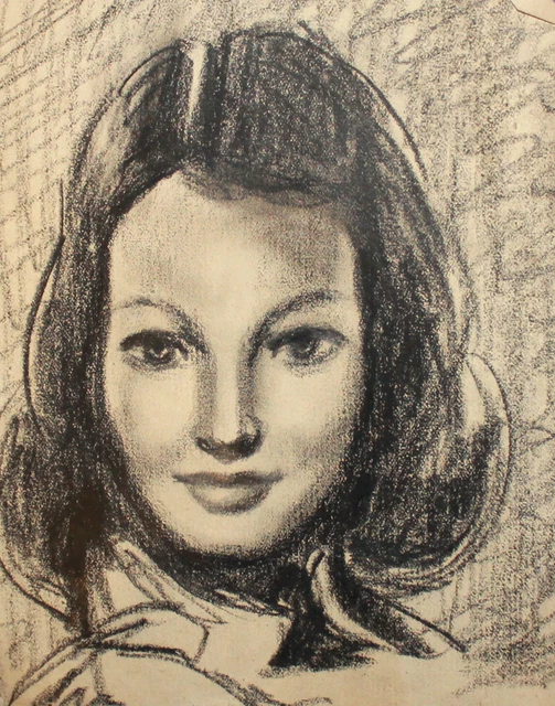 ANTIQUE PENCIL PAINTING girl portrait 48.02 PicClick