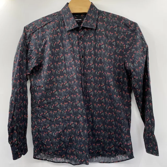 Jared Lang Men's 3XL Black Floral Cotton Long Sleeve Button Front Shirt