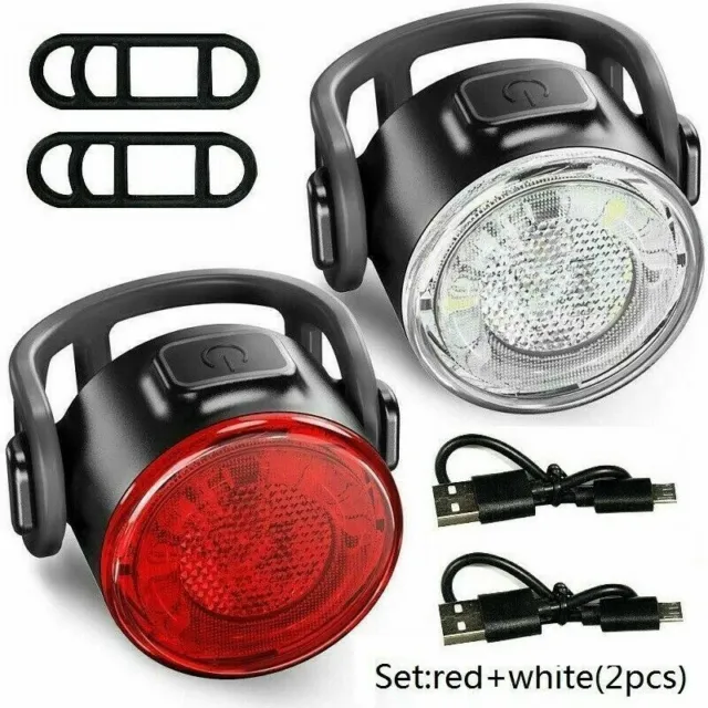Waterproof LED Mountain Bike Bicycle Front & Rear Lights Set USB Rechargeable UK 3