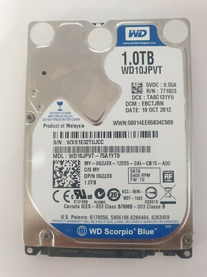 DCM WD10JPVT-08A1YT2 Dcm Ebotjbn WX71E Western Digital 1TB 