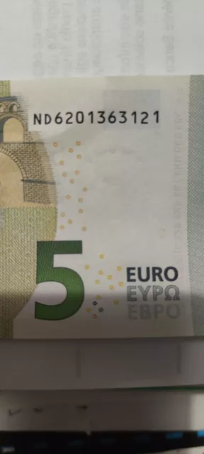 Banconota 5 Euro Numero Di Serie con Errore di stampa raro