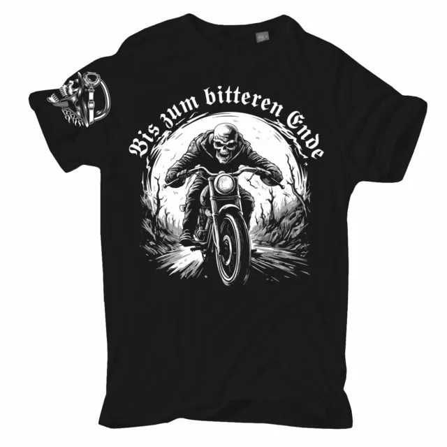 Übergrößen T-Shirt Motorrad Biker Motiv Bis zum bitteren Ende Chopper mc verein