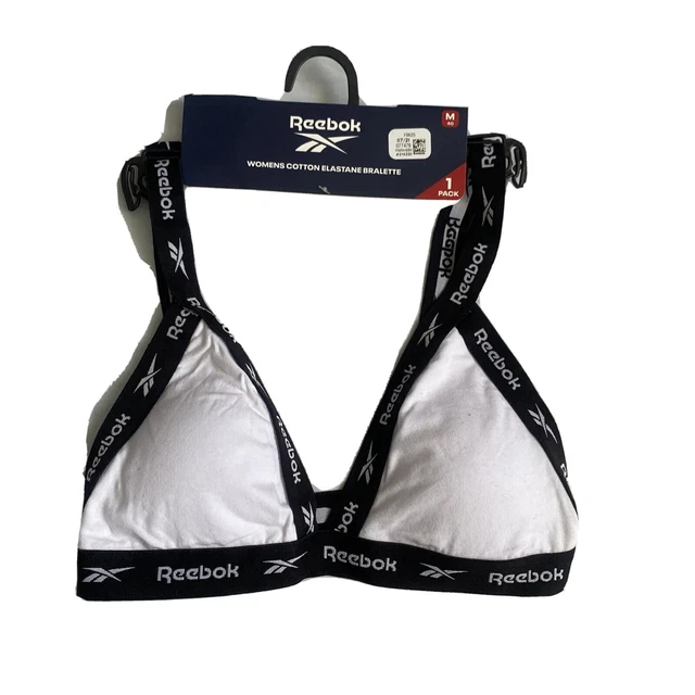 Reebok Damen Baumwolle Elasthan Bralette schwarz/weiß, M