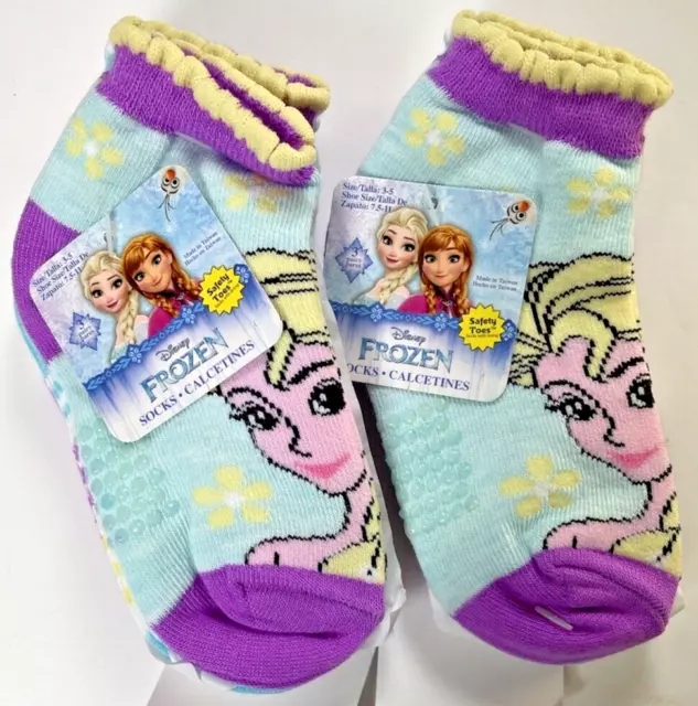 New 6 Pairs Disney Frozen Fold-Over Non Skid Socks Size 3-5T Ns225