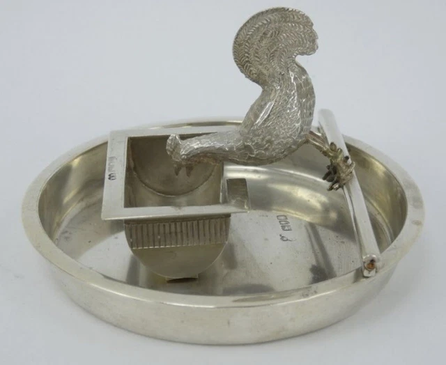 *RARE* Novelty Silver Cockerel ‘Match Picker’ Smokers Companion, W.G. Neal, 1907