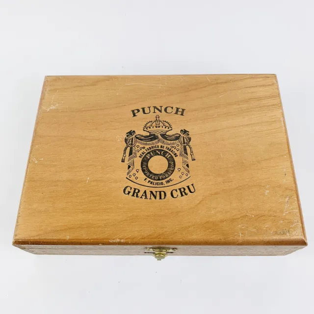 Grand Cru Robustas Wood Cigar Box Punch Spanish Honduras Dovetail Corner Vintage